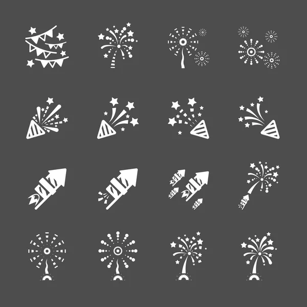 Juego de iconos de fuegos artificiales 3, vector eps10 — Vector de stock