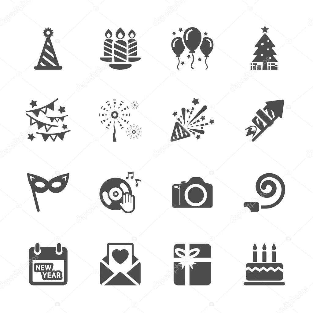 new year party icon set 5, vector eps10