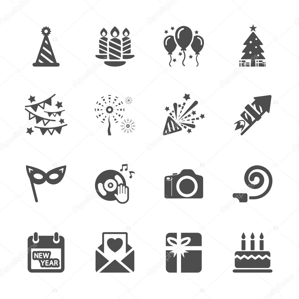 New year party icon set 5, vector eps10.