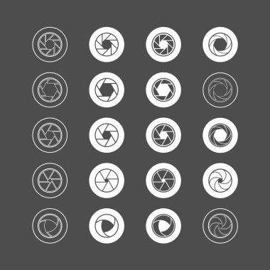 fotoğraf makinesi obtüratör simge seti, vektör eps10