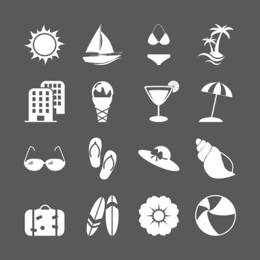 yaz plaj simge seti, vektör eps10