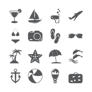 yaz plaj simge seti, vektör eps10