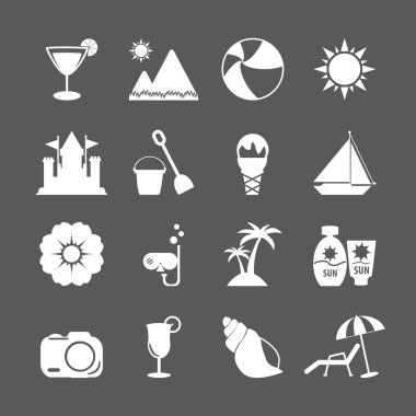 yaz plaj simge seti, vektör eps10