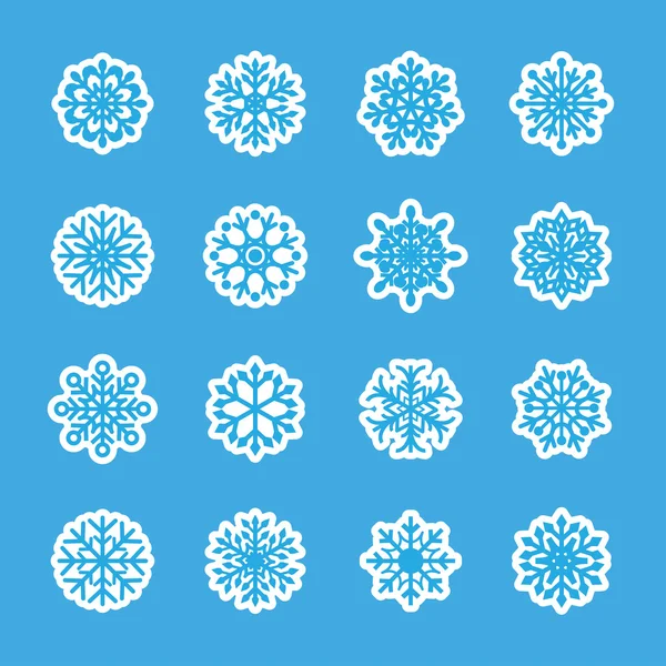 Copo de nieve icono conjunto 7, vector eps10 — Archivo Imágenes Vectoriales