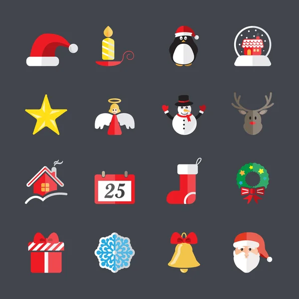 Platte pictogrammenset Kerstmis 3, vector eps10 — Stockvector