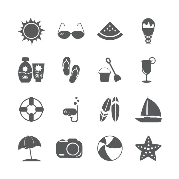 Verano playa icono conjunto, vector eps10 — Archivo Imágenes Vectoriales