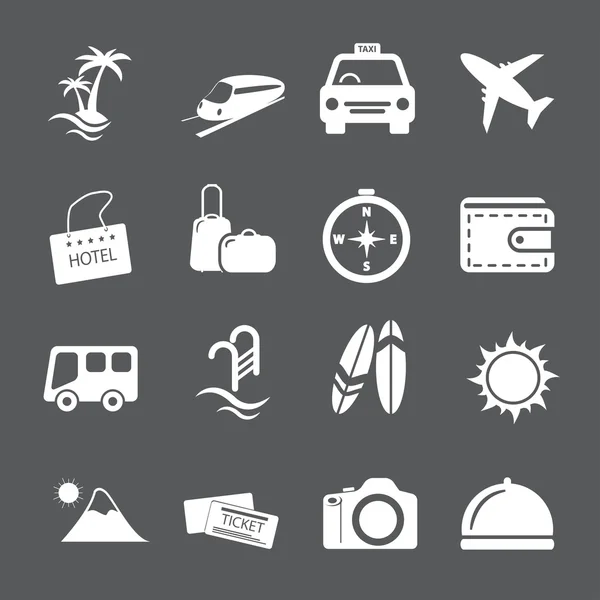 Viaje y vacaciones icono conjunto, vector eps10 — Archivo Imágenes Vectoriales