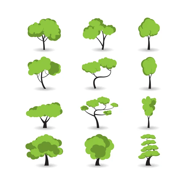 Набор иконок дерева, векторные эпс10 — стоковый вектор