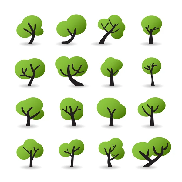 Tree icon set with shadow, vector eps10 — Stock Vector