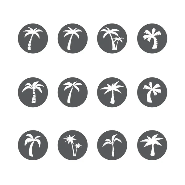 Coconut tree circle Ikonuppsättning, vektor, eps10 — Stock vektor