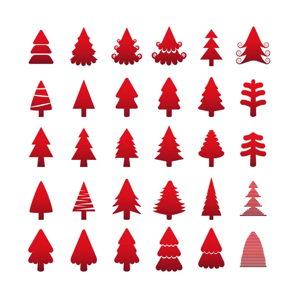 Árbol de Navidad icono conjunto, vector eps10 — Archivo Imágenes Vectoriales