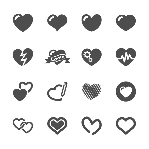 Corazón y día de San Valentín icono conjunto, vector eps10 — Vector de stock