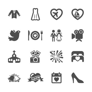 3, vektör eps10 düğün Icon set