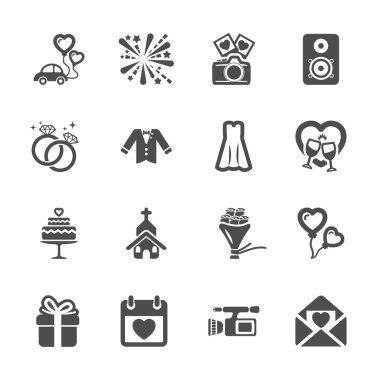4, vektör eps10 düğün Icon set
