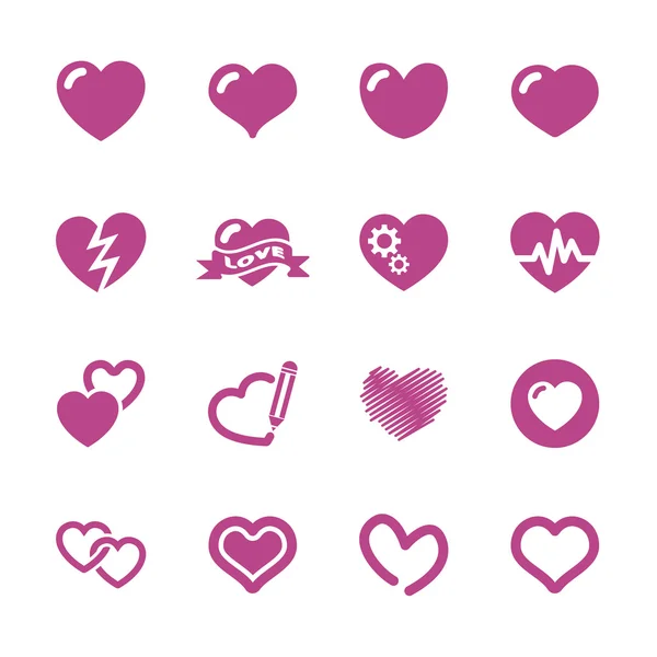 Kalp ve Sevgililer günü Icon set vektör eps10 — Stok Vektör