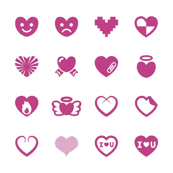 Corazón y día de San Valentín icono conjunto 3, vector eps10 — Archivo Imágenes Vectoriales