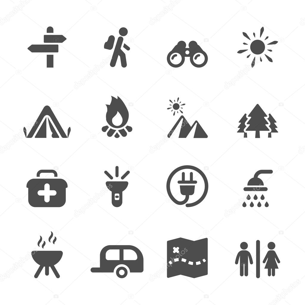 travel and camping icon set, vector eps10