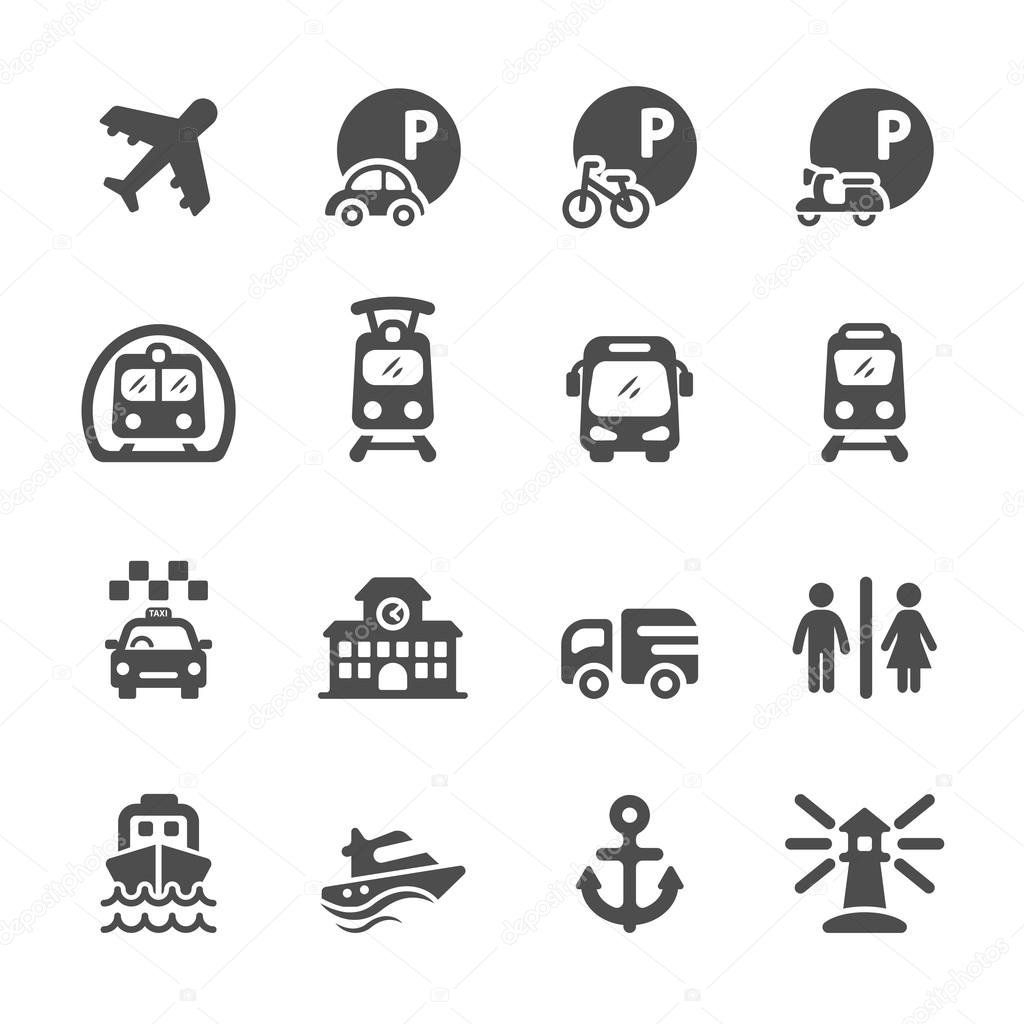 transportation and infrastructure icon set, vector eps10