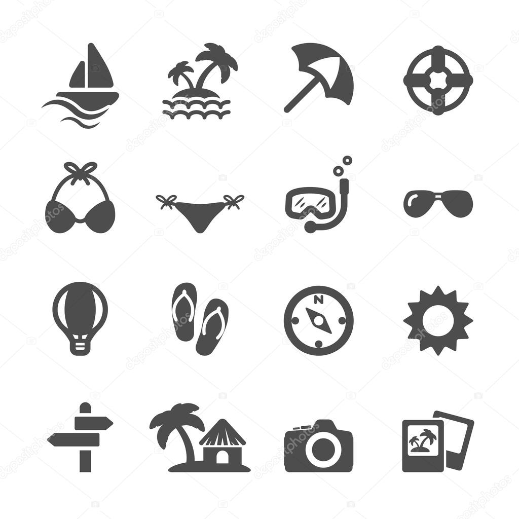 Travel and vacation icon set, vector eps10.