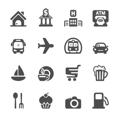 harita konumu Icon set seyahat, eps10 vektör
