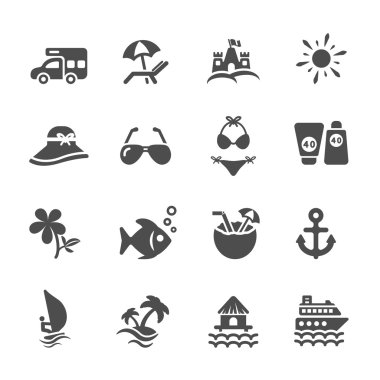 2, vektör eps10 seyahat ve yaz plaj Icon set