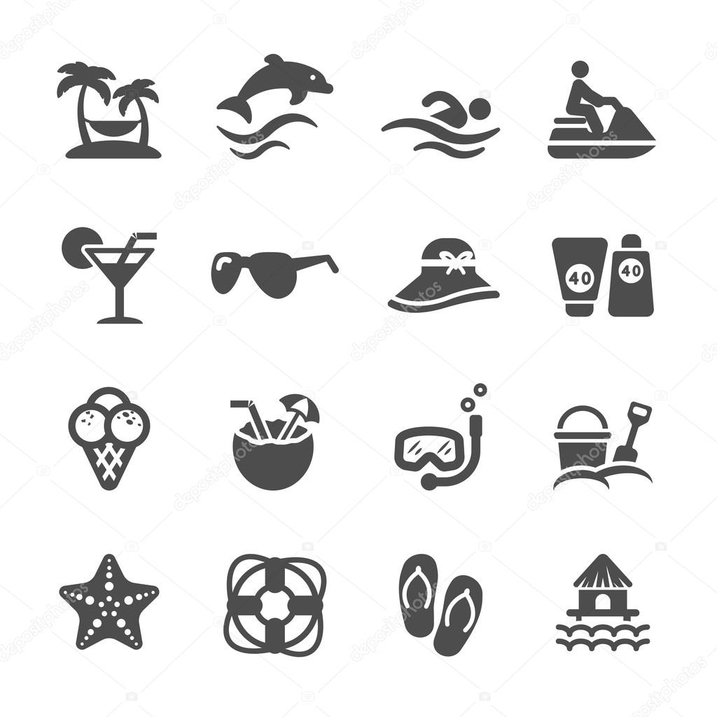 Travel and summer beach icon set, vector eps10.