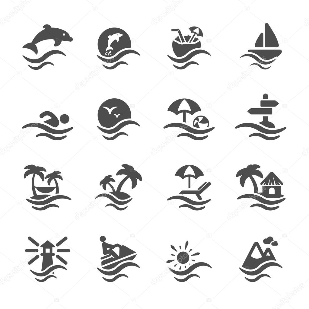 Summer beach icon set, vector eps10.