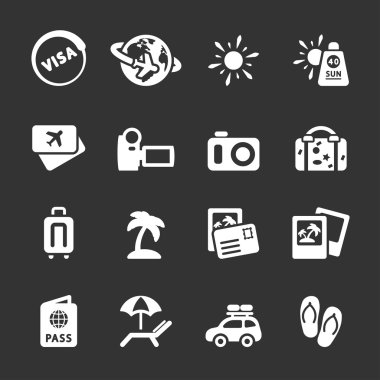 seyahat ve tatil Icon set 4, beyaz versiyonu, eps10 vektör