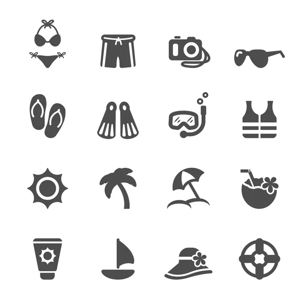 Reise und Sommer Strand Icon Set 3, Vektor eps10 — Stockvektor