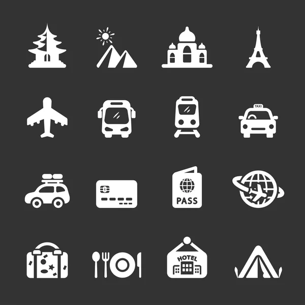 Utazás és nyaralás ikon készlet 3, fehér változat, eps10 vektoros — Stock Vector