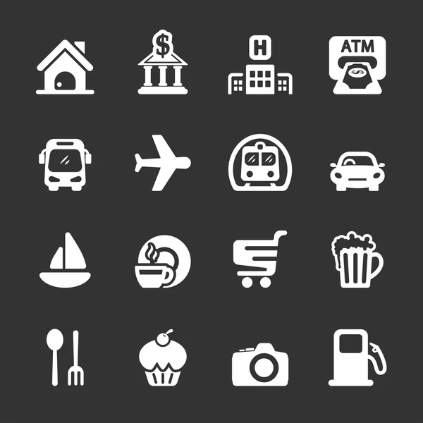 Reisekarte Icon Set, weiße Version, Vektor eps10 — Stockvektor