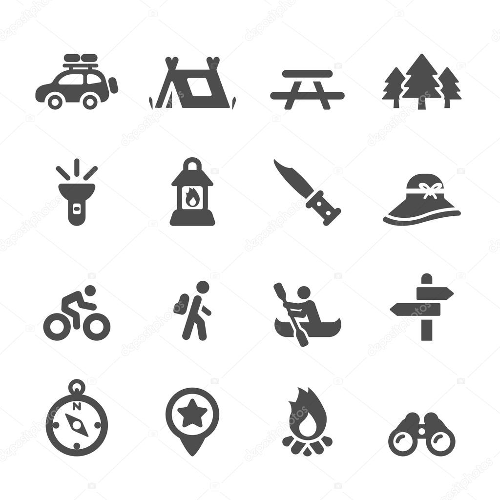 camping icon set, vector eps10