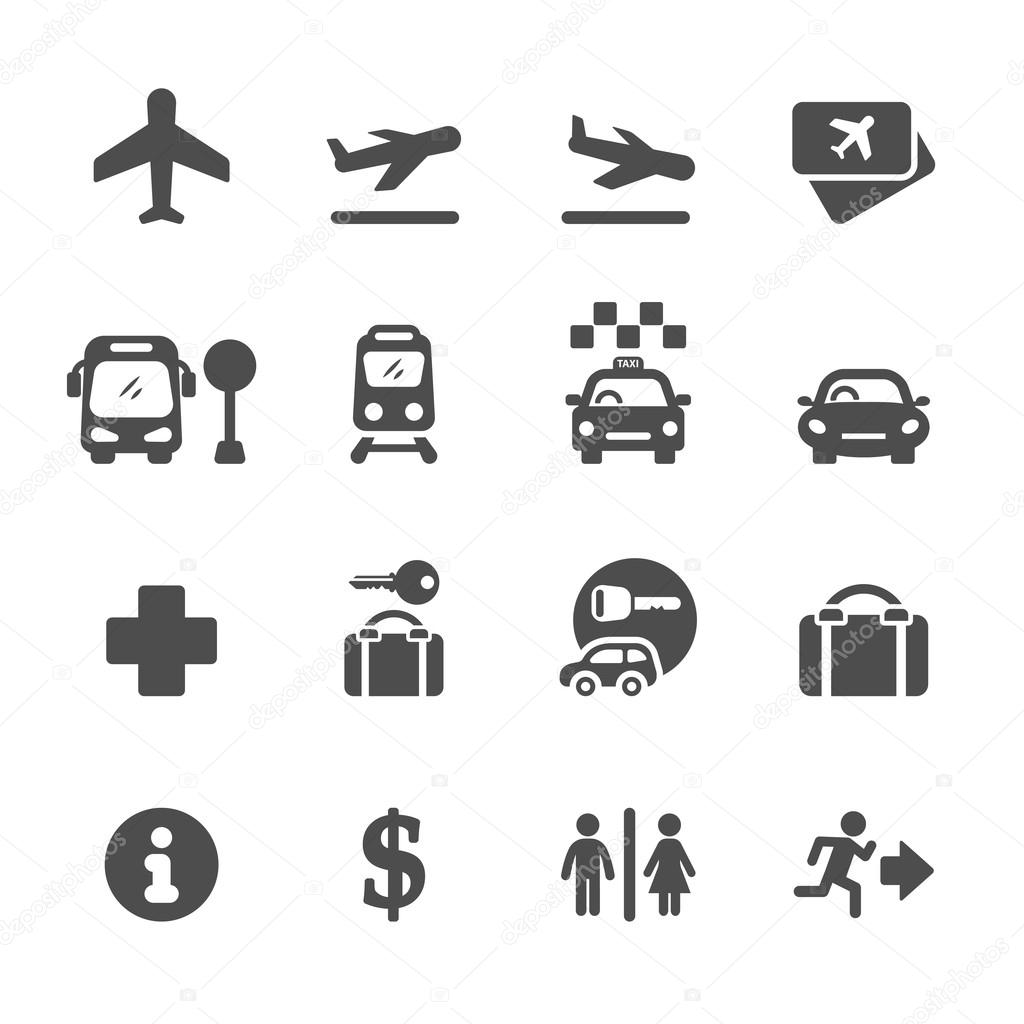 Airport icon set, vector eps10.