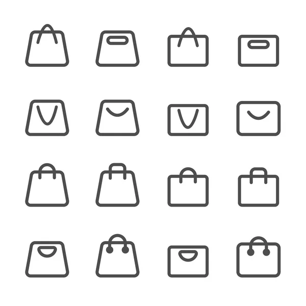 Bolsa de la compra icono conjunto, versión de línea, vector eps10 — Archivo Imágenes Vectoriales