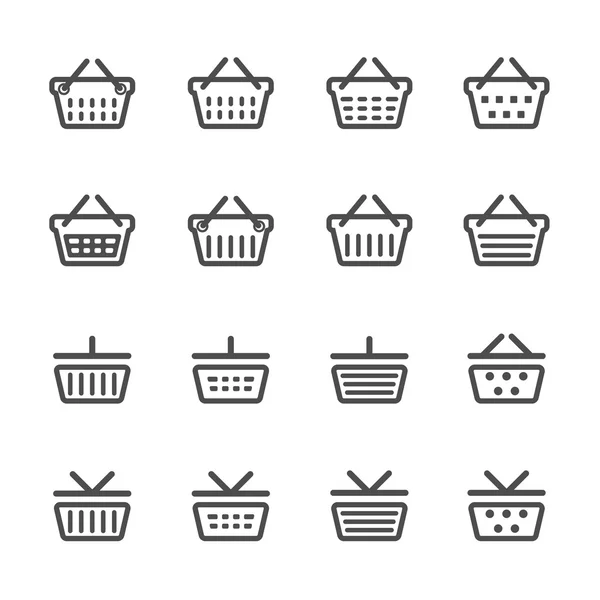 Shopping basket icon set, line version, vector eps10 — Stock Vector
