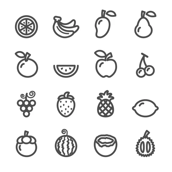 Juego de iconos de fruta, versión de línea, vector eps10 — Vector de stock