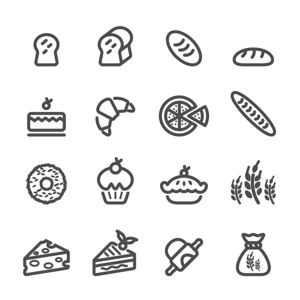 Bakkerij pictogram set, line versie, vector eps10 — Stockvector