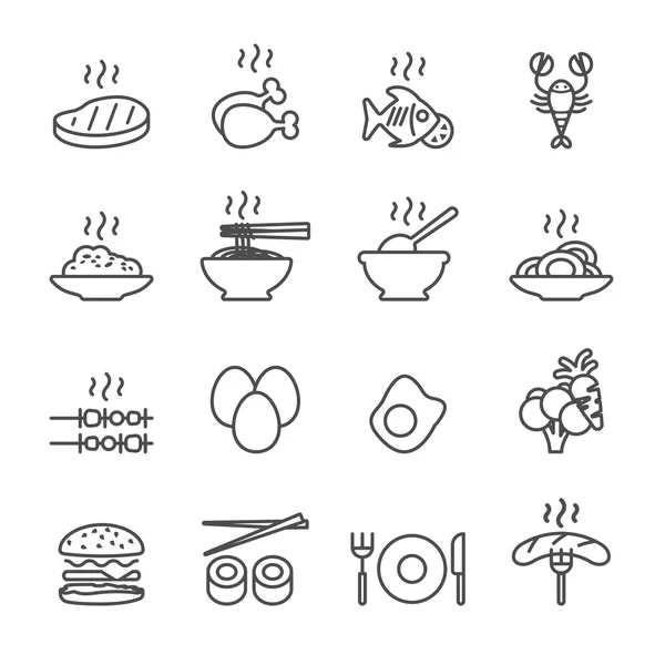 Juego de iconos de alimentos, versión de línea, vector eps10 — Vector de stock