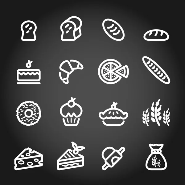 Set de iconos de panadería, versión pizarra, vector eps10 — Vector de stock