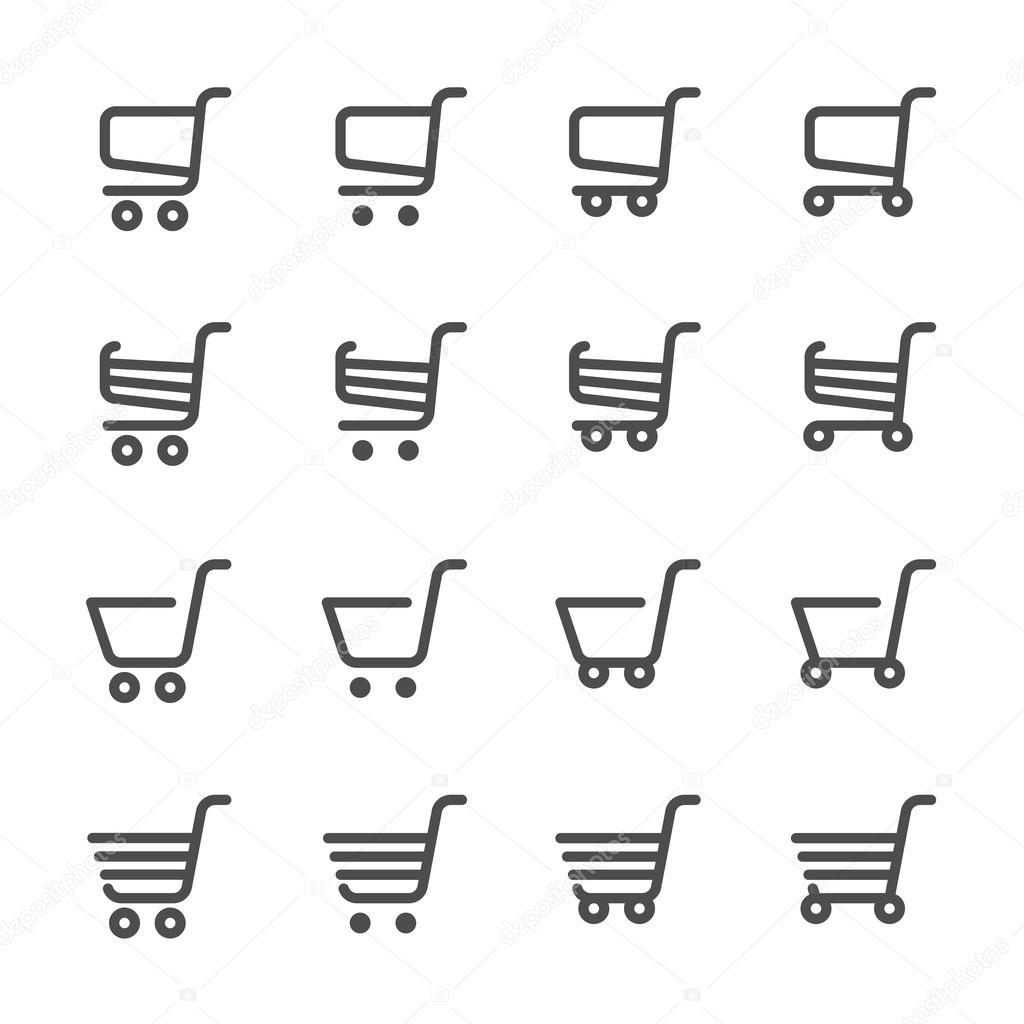 shopping cart icon set, line version, vector eps10