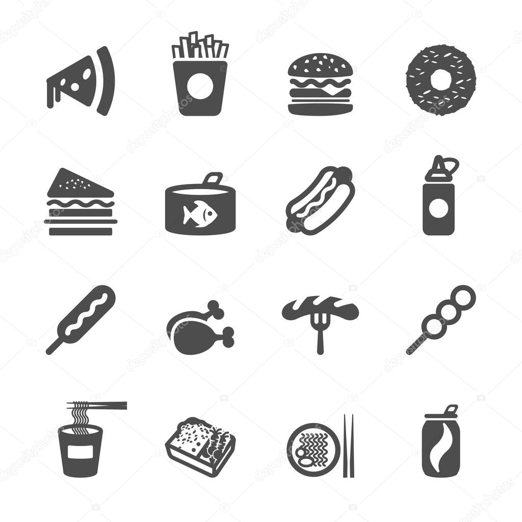 fast food icon set, vector eps10