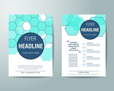 abstract hexagon brochure flyer design layout template in A4 siz
