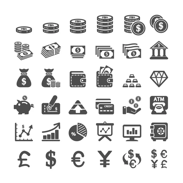 Business finance and money icon set, vector eps10 — 스톡 벡터