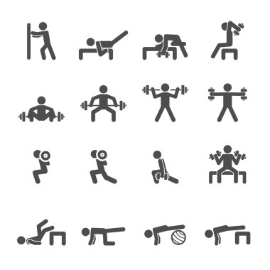 insanlar egzersiz fitness Icon set vektör eps10