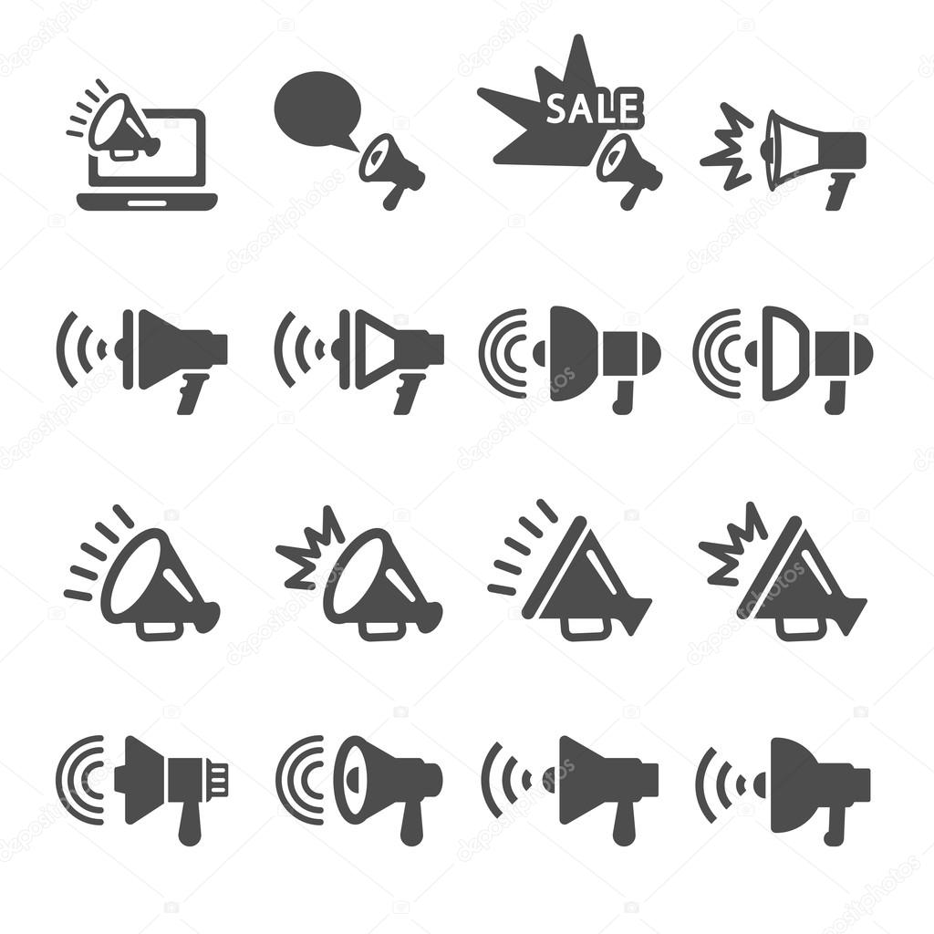megaphone in action icon set, vector eps10