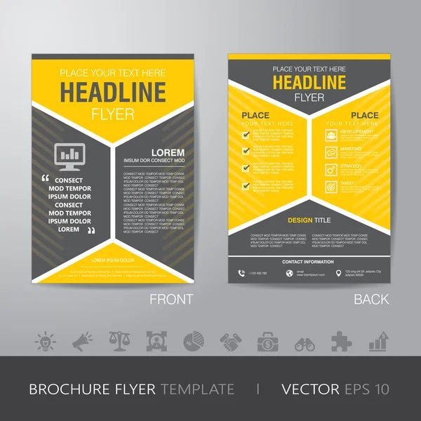 Zeshoekige bedrijfsbrochure flyer ontwerp lay-out sjabloon in A4 — Stockvector