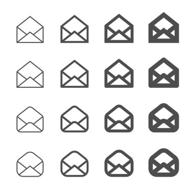 mektup zarf posta ve e-posta simgesi ayarla, anahat, birçok boyutu v