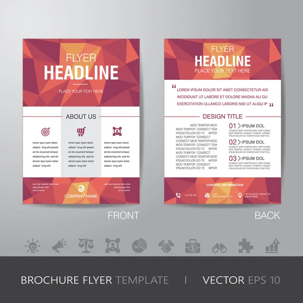 Veelhoek brochure flyer ontwerp lay-out sjabloon in A4-formaat, met b — Stockvector
