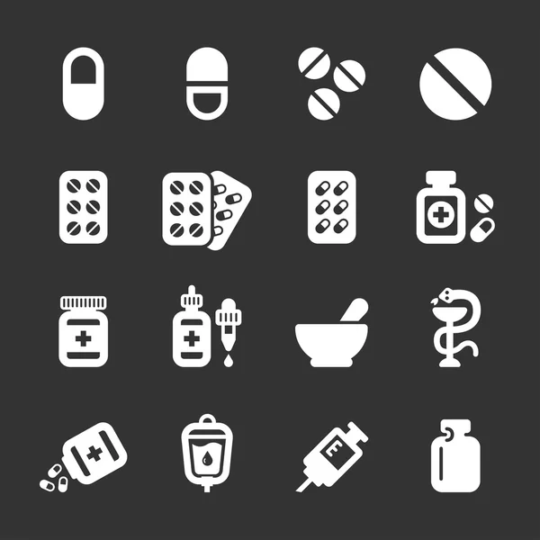 Pharmacy and pill icon set, vector eps10 — Stock Vector