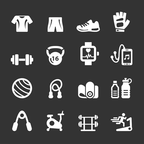 Equipo de fitness saludable icono conjunto, vector eps10 — Vector de stock